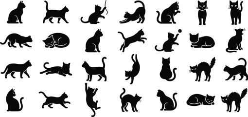 Obraz premium Halloween black cat silhouettes collection for oct 31 celebrations spooky designs