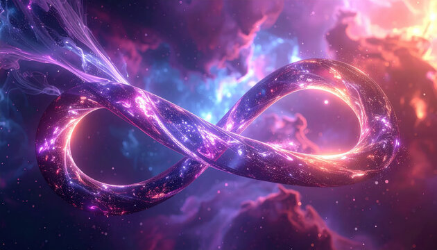 Intertwined Cosmic Ribbons of Luminous Light Amidst a Vibrant Nebula and Distant Stars