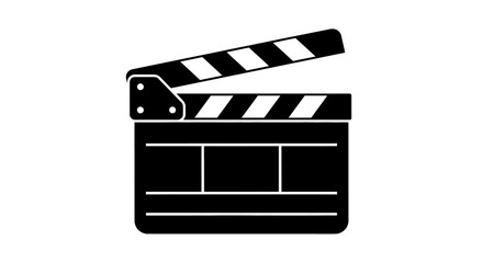Fototapeta premium Clapperboard Silhouette Against A White Background A Film Industry Icon Silhouette filmmaking cinema movie production