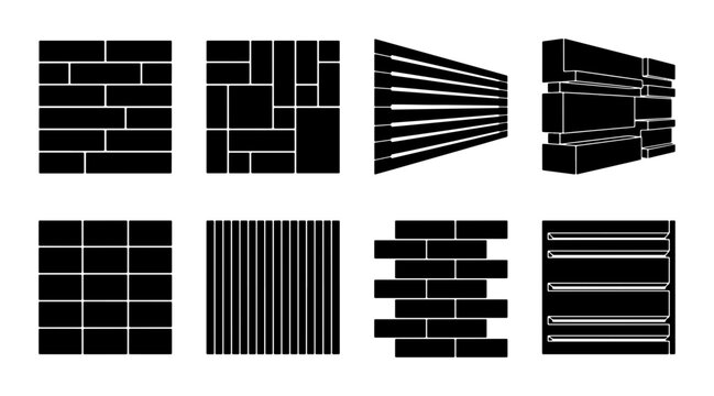 Brick Wall Patterns, Building Facade Textures, Construction Materials, Architectural Elements Set