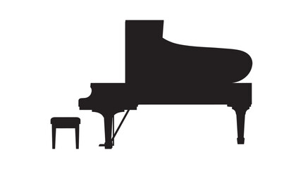 Grand Piano And Bench Silhouette Against A White Background © MDAbdul