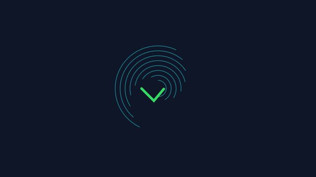 Digital checkmark animation with circular loading rings for ui ux 4k