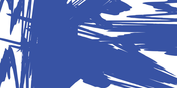 Abstract blue paint brush stroke on white background, expressive cobalt ink splatter vector, artistic grunge texture with sharp jagged edges, dynamic hand drawn acrylic smear element