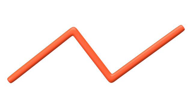 Red zigzag line png 3D rendered sticker, transparent background