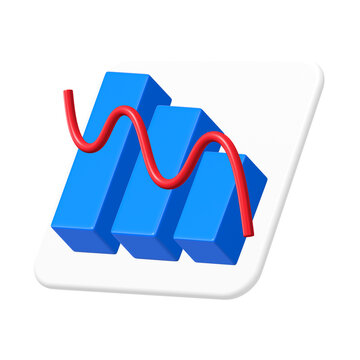 Declining graph png sticker, 3D business illustration, transparent background