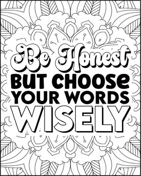 Motivational Quote Coloring Page for Adults. Swearing Word Mandala Coloring Page.
