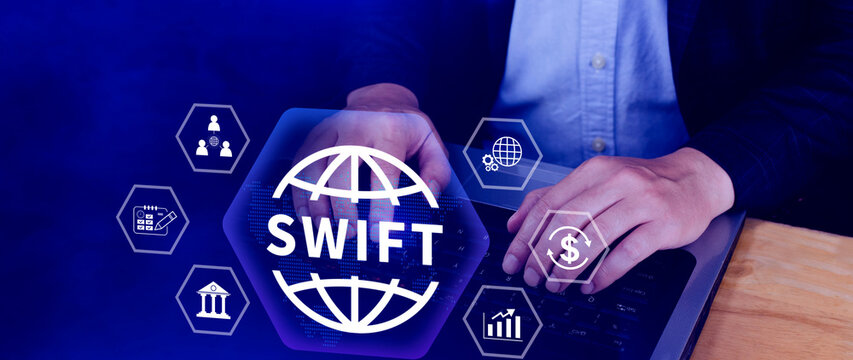 SWIFT. Society for Worldwide Interbank Financial Telecommunications, online payment and financial regulation concept, Business and Technology Concept. not ai