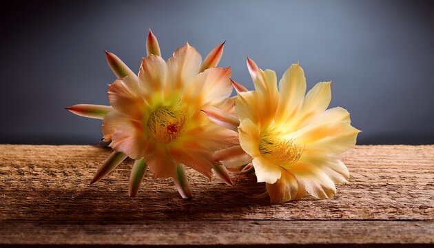 Cactus Flower On Wood