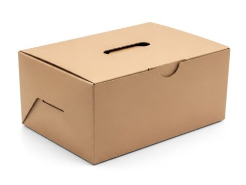 Light brown cardboard box with handle