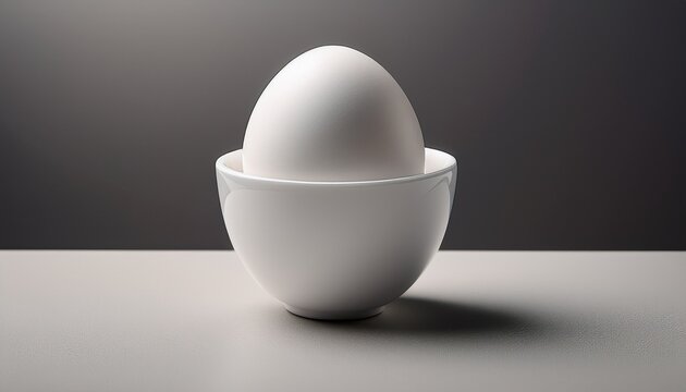 A Single Raw White Chicken Egg Rests In A D Isolated White Eggcup As A Healthy Breakfast Symbol Of Nature And Life
