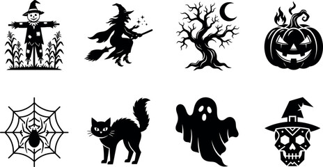 Obraz premium Spooky haunted house silhouette with bats flying under a crescent moon for Halloween events