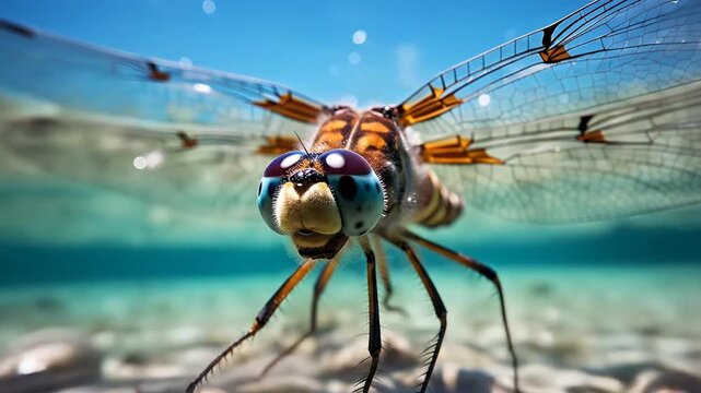 Dragonfly Macro at Water Surface
