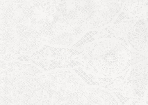 Elegant white abstract lace pattern background with soft floral textures