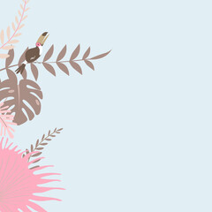 Pastel pink botanical parrot border, blue design © Rawpixel.com