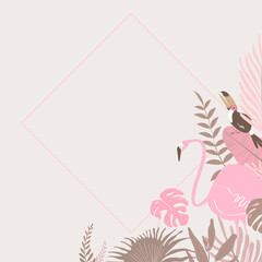 Pink tropical diamond shape frame, beige design © Rawpixel.com