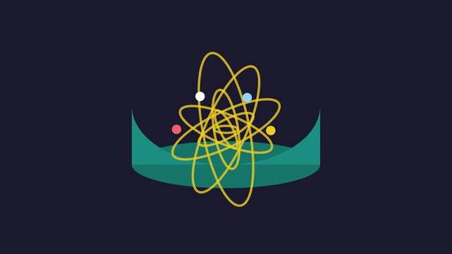 Animated atomic structure model with orbiting electrons for scientific research and education animation 4k