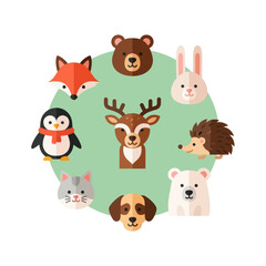 Obraz premium Cute Forest Animals Collection - Vector Illustration