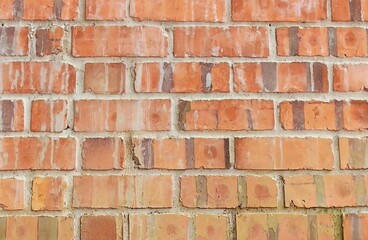Fototapeta premium Weathered Red Brick Wall Texture with Cement Mortar Background
