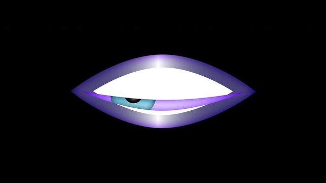2d vector bright blue eye animation, cartoon eyes animation of angry, happy, sad, looking around the black screen, animated eye loop asset for ui, video, and playful visual content, 4k