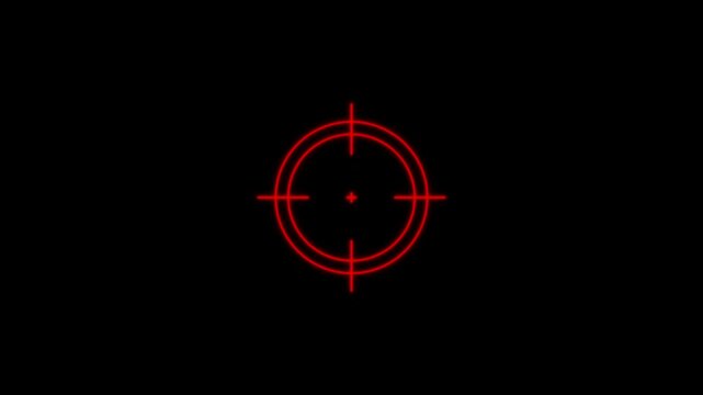 Glowing neon light target icon animation. Military training, Military target icon animation on black background. Crosshair, gun aim, sniper target.4k quality animation video