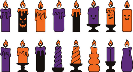 Halloween candles and lanterns vector graphics © Hosneara