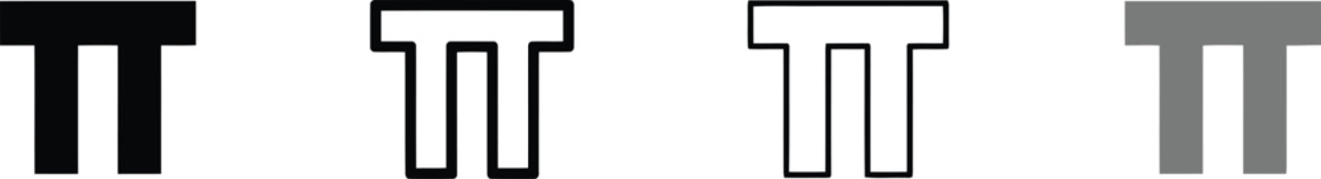 Korean alphabet Piup consonant vector set, Hangul letter P character icons in various line weights, minimalist linguistic typography elements isolated on Transparent Background