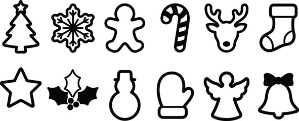 Obraz premium Black and white holiday cookie cutters set