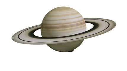 Striped gas giant planet Saturn with prominent rings, isolated on transparent background © VSTOCK
