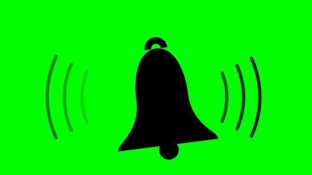 Animated Bell Icon Ringing on Green Screen