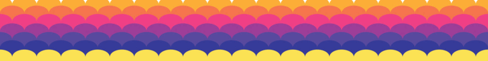 Colorful gradient scalloped pattern background with rainbow wave shapes in flat design style © Александр Марченко