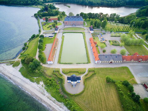 Aerial view of Valdemar's Castle on the island of T&aring;singe near Svendborg in southern Denmark