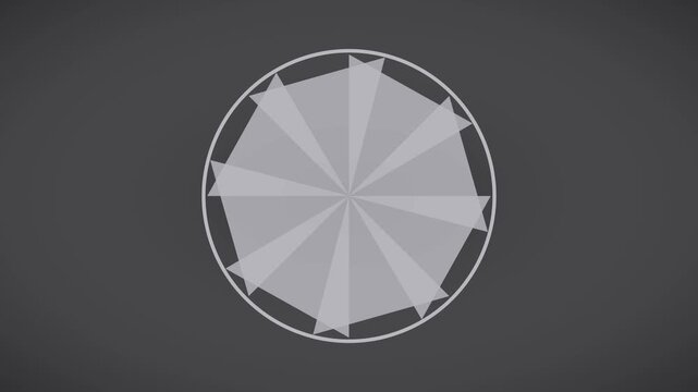 Minimalist rotating geometric circle animation with overlapping 4k transparent triangles for modern motion backgrounds
