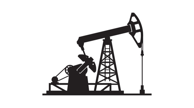 Oil pump jack silhouette against a white background