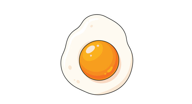 Single sunny-side-up fried egg with a bright yellow yolk and white edges, depicted in a clean cartoon vector art.