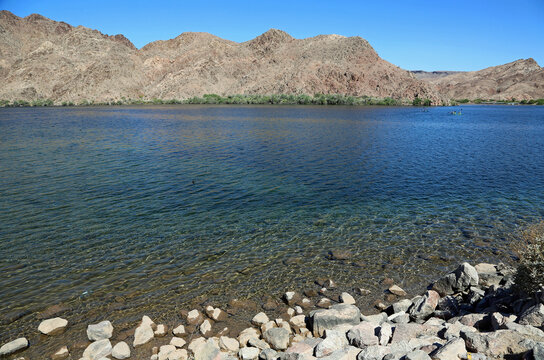 Rocky shore of Colorado River, Arizona