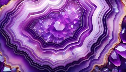 Amethyst Slice Background Featuring Rich Purple Crystals And Concentric Layers With A Shiny Quartz Structure