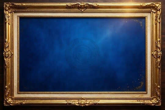 Regal certificate background with a deep royal blue gradient and ornate golden frame for official diplomas, awards, and luxury templates
