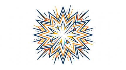 Explosion starburst graphic with stars and lines. © Era
