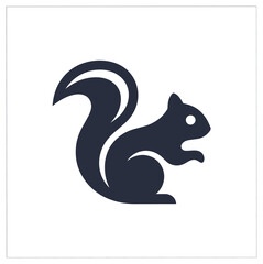 Black squirrel silhouette sitting upright with bushy tail no people simple icon © SilhouettesCraft