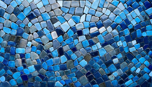 Stone Mosaic Background In Blue Tones