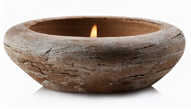 Rustic Stone Candle Holder Isolated On Transparent Background