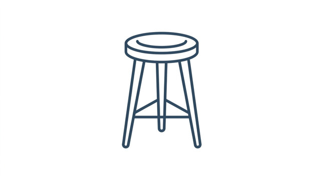 Simple Line Drawing of a Three Legged Bar Stool.