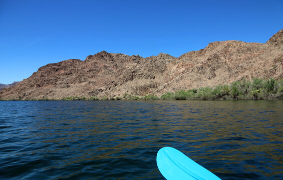 Blue paddle on Colorado River, Arizona