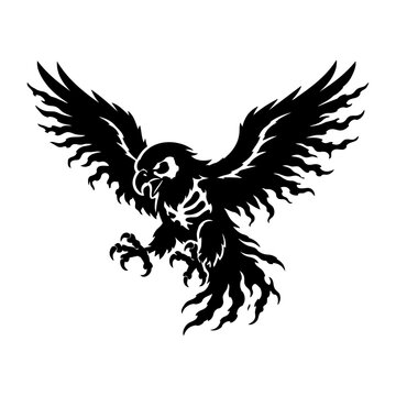 Flying Owl Spirit Halloween Silhouette Isolated on White Background
