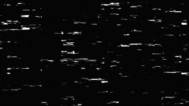 Black screen static glitch with horizontal signal interference lines for video editing