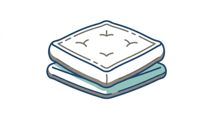 Obraz premium Stack of two white and blue mattresses illustration.