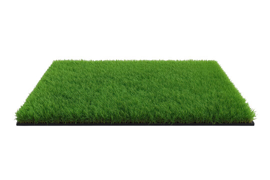 Green grass turf patch representing a fresh clean lawn or garden element, isolated with transparent background