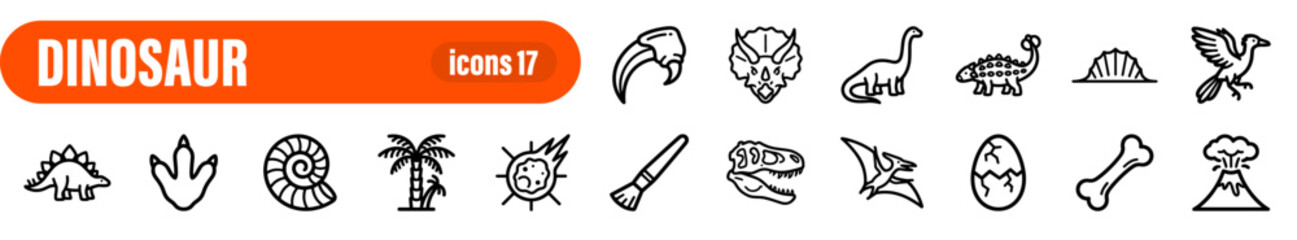 Dinosaur Line Icons Set © liubomir118809