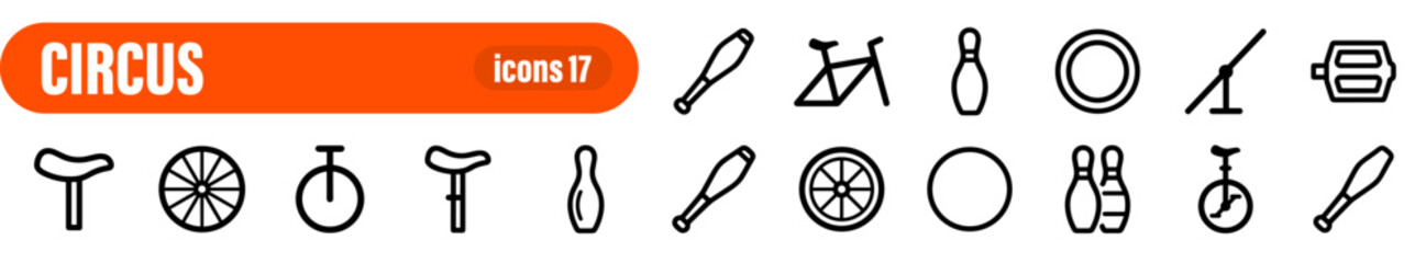 Set of 17 Circus and Juggling Performance Icons © liubomir118809