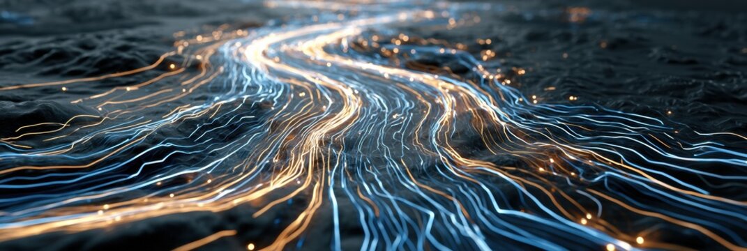 Route lines draw themselves autonomously across a dark map surface, connecting optimal points to represent pathfinding and decision intelligence.